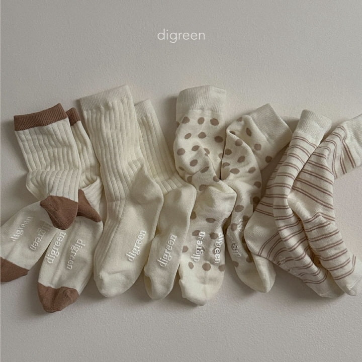 Digreen - Korean Children Fashion - #childofig - Together Socks Cream - 2