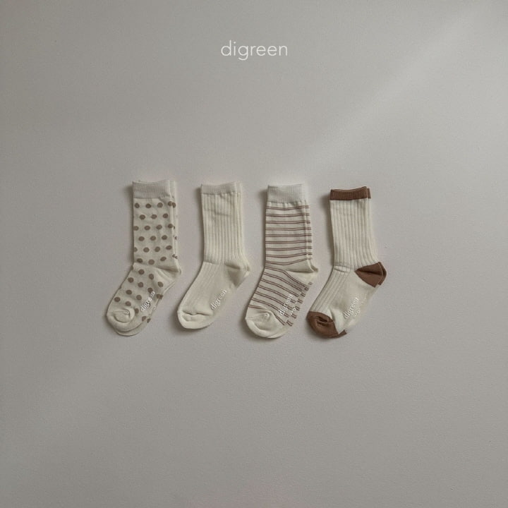 Digreen - Korean Children Fashion - #childofig - Together Socks Cream - 4