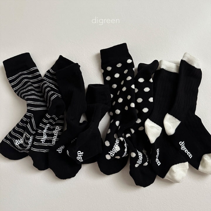 Digreen - Korean Children Fashion - #childrensboutique - Together Socks Black - 3