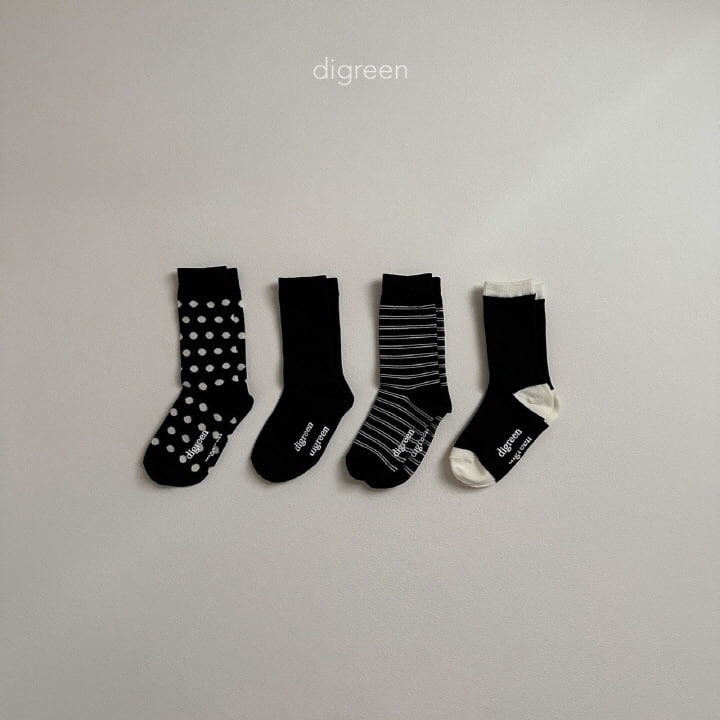 Digreen - Korean Children Fashion - #childrensboutique - Together Socks Black - 4