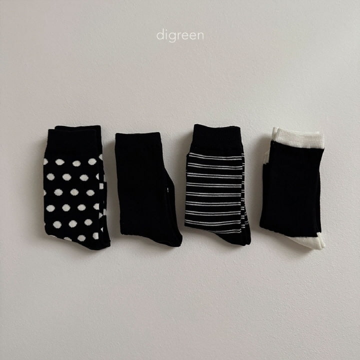 Digreen - Korean Children Fashion - #magicofchildhood - Together Socks Black - 12