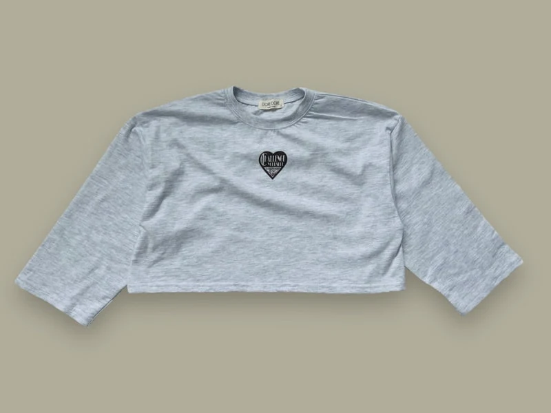 Dore Dore - Korean Children Fashion - #fashionkids - Heart Single Crop Tee - 2