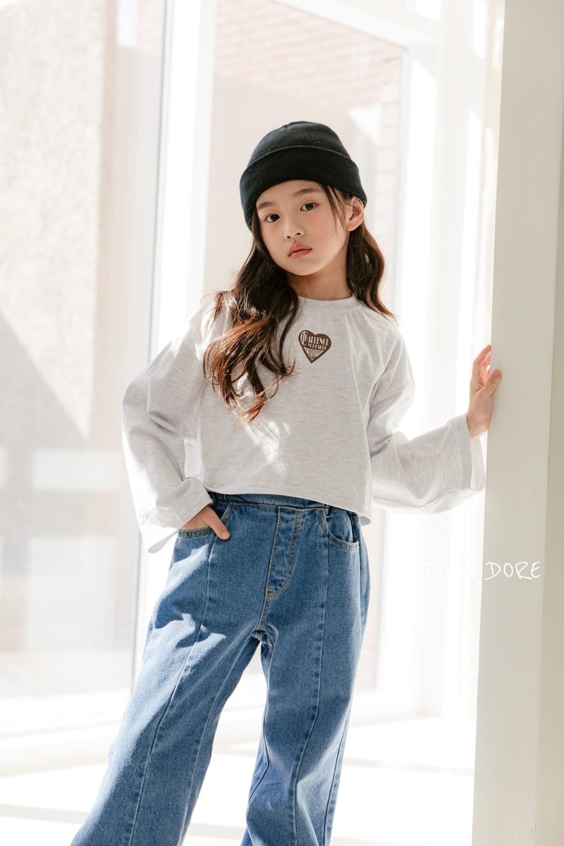 Dore Dore - Korean Children Fashion - #kidsshorts - Heart Single Crop Tee - 4