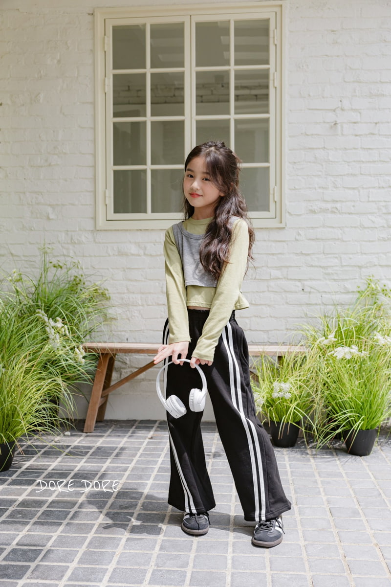 Dore Dore - Korean Children Fashion - #magicofchildhood - Diagonal Tape Wide Pants - 2