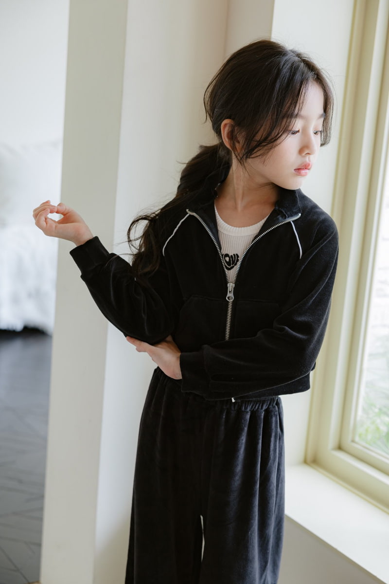 Dore Dore - Korean Children Fashion - #stylishchildhood - Veloure Raglan Zip-up - 12