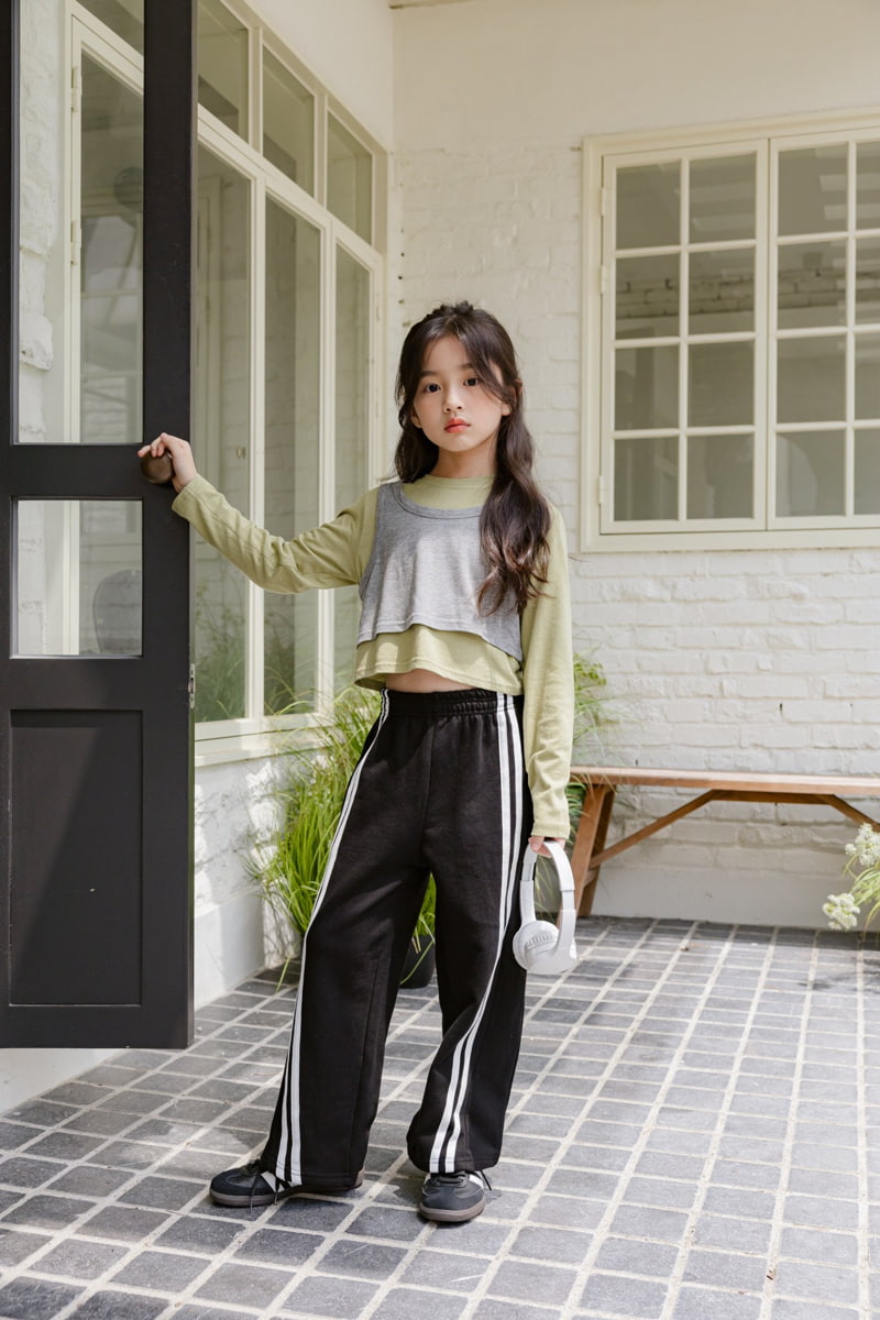 Dore Dore - Korean Children Fashion - #stylishchildhood - Diagonal Tape Wide Pants - 7