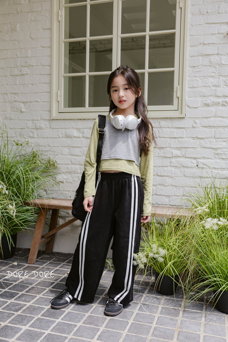 Dore Dore - Korean Children Fashion - #todddlerfashion - Diagonal Tape Wide Pants - 5