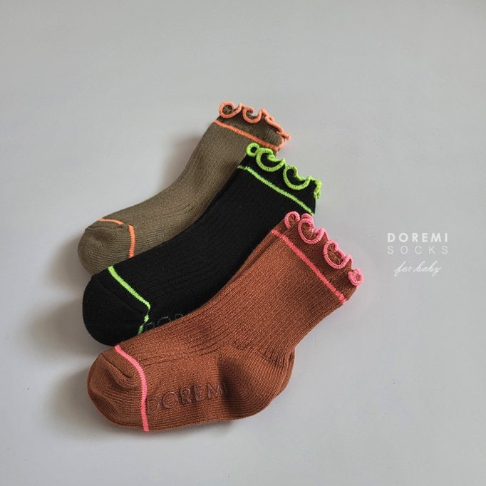 Doremi Socks - Korean Baby Fashion - #babyboutique - Neon Frill Socks (set of 3) - 10