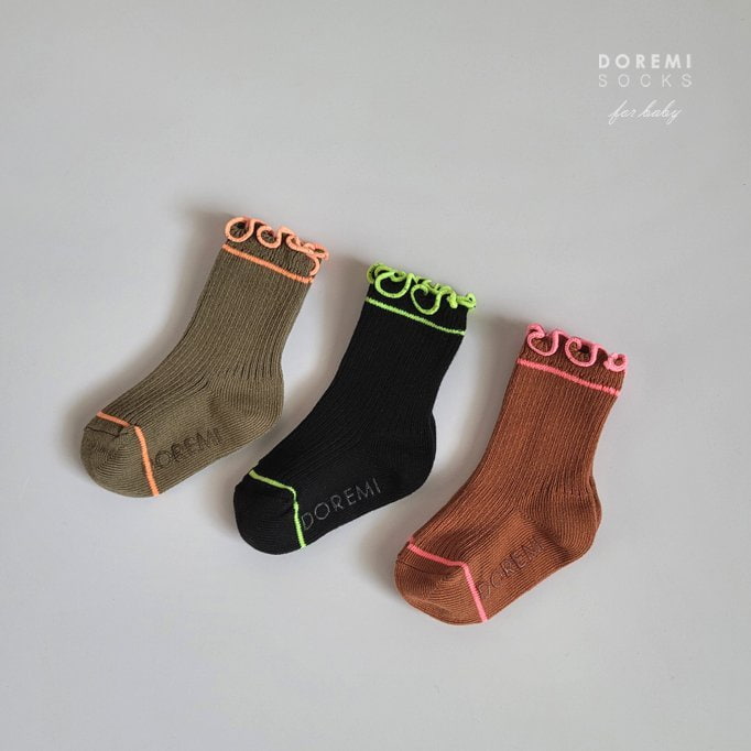 Doremi Socks - Korean Baby Fashion - #babyboutiqueclothing - Neon Frill Socks (set of 3) - 11