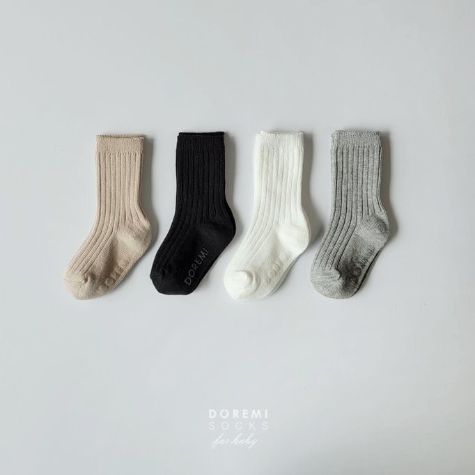 Doremi Socks - Korean Baby Fashion - #babyboutiqueclothing - Basic Rib Socks (set of 4)