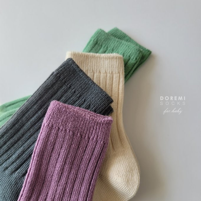 Doremi Socks - Korean Baby Fashion - #babyfashion - Macaron Rib Socks (set of 4)