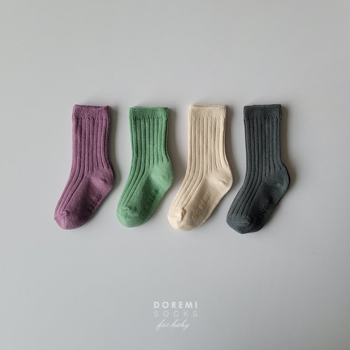 Doremi Socks - Korean Baby Fashion - #babyfever - Macaron Rib Socks (set of 4) - 2