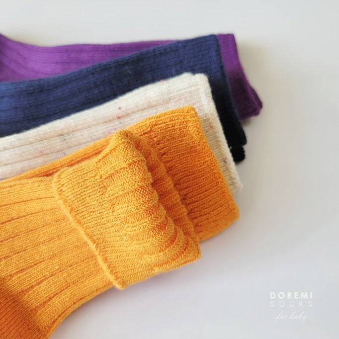 Doremi Socks - Korean Baby Fashion - #babyfever - Orange Pop Rib Socks (set of 4) - 5