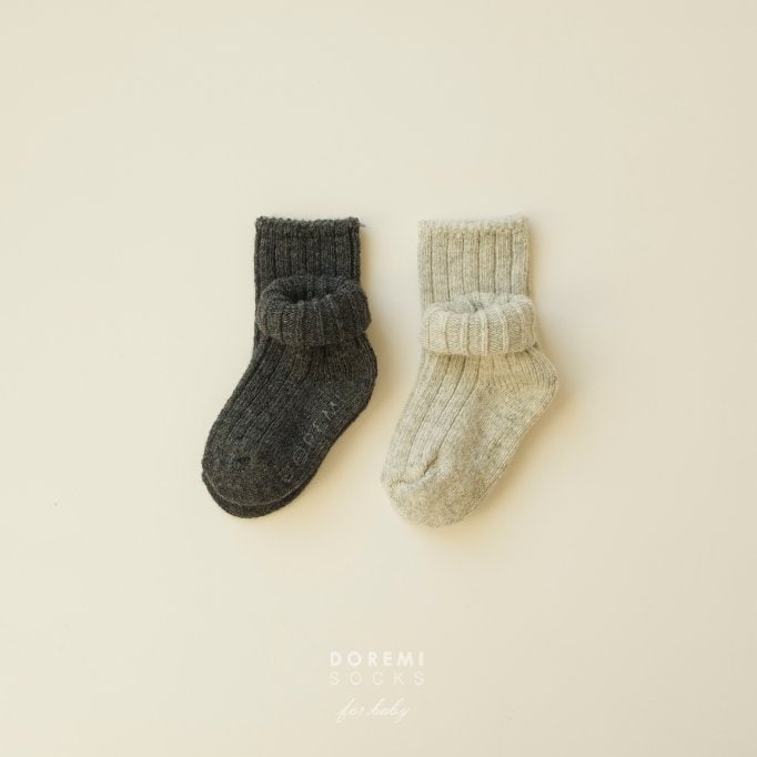 Doremi Socks - Korean Baby Fashion - #babylifestyle - Rib Wool Socks (set of 2) - 2