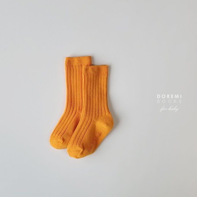 Doremi Socks - Korean Baby Fashion - #babylifestyle - Orange Pop Rib Socks (set of 4) - 7