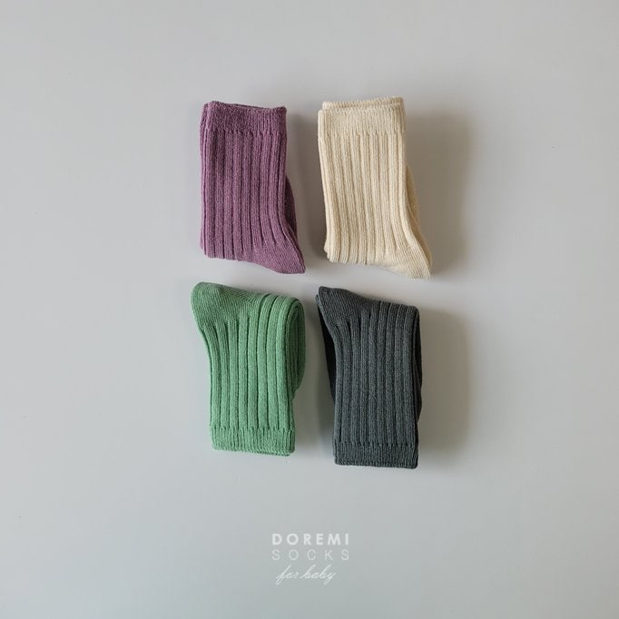 Doremi Socks - Korean Baby Fashion - #babyoninstagram - Macaron Rib Socks (set of 4) - 5