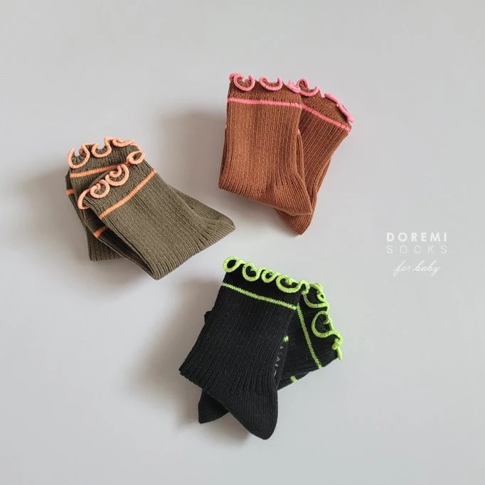 Doremi Socks - Korean Baby Fashion - #babyoutfit - Neon Frill Socks (set of 3) - 5