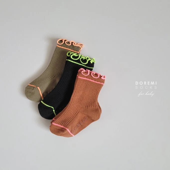 Doremi Socks - Korean Baby Fashion - #babywear - Neon Frill Socks (set of 3) - 6