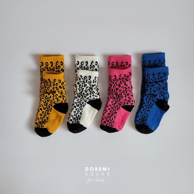 Doremi Socks - Korean Baby Fashion - #onlinebabyshop - Leopard Band Socks (set of 4)