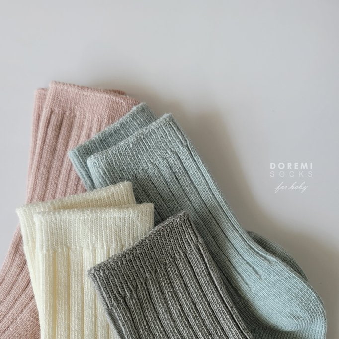 Doremi Socks - Korean Baby Fashion - #onlinebabyshop - Mashmellow Rib Socks (set of 4) - 5