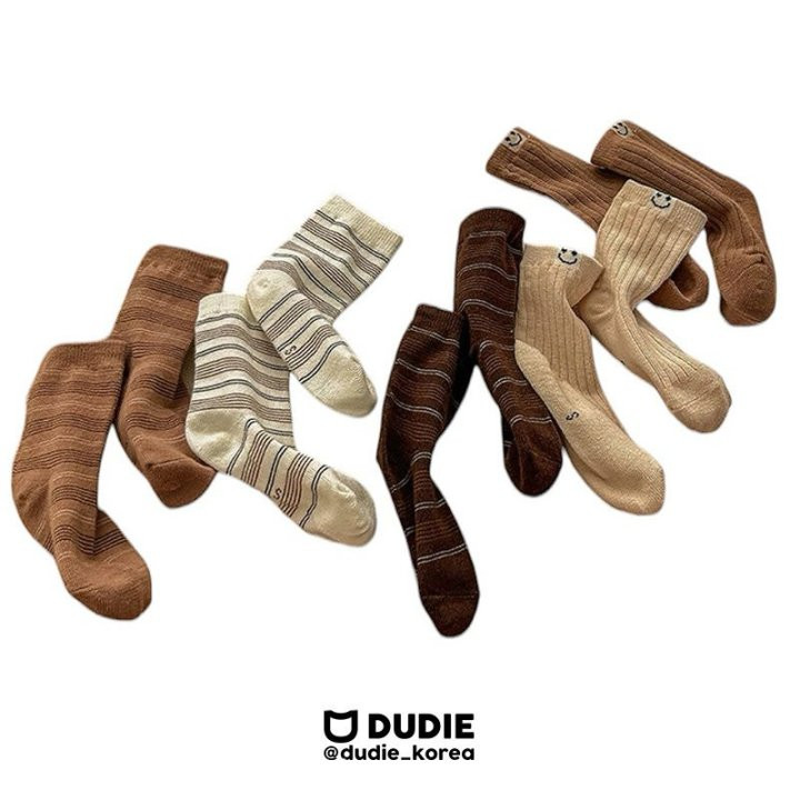 Dudie - Korean Children Fashion - #Kfashion4kids - Brown Miso Socks - 2