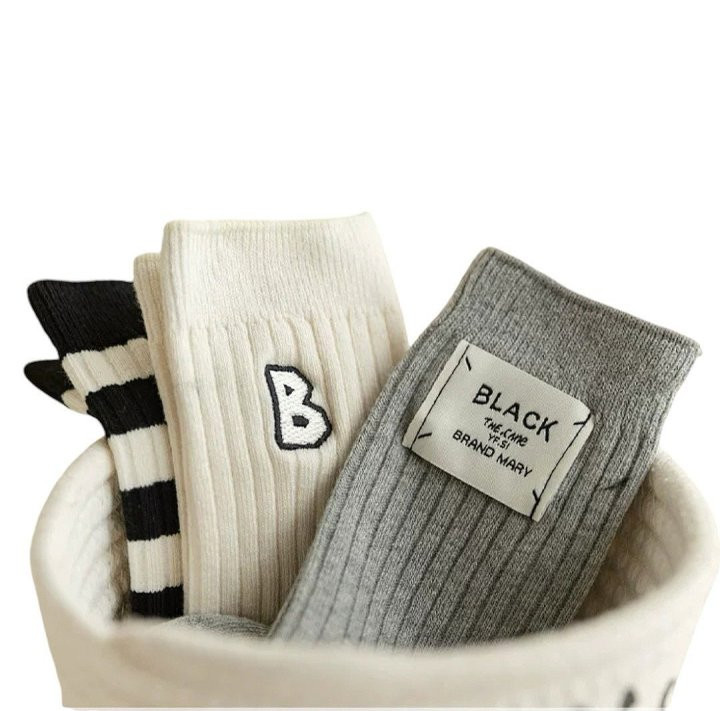 Dudie - Korean Children Fashion - #Kfashion4kids - Black B Socks