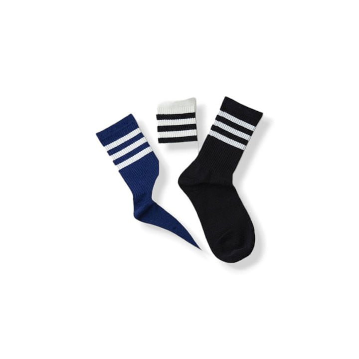 Dudie - Korean Children Fashion - #Kfashion4kids - Three Lines Socks - 6