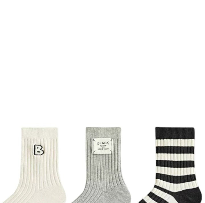 Dudie - Korean Children Fashion - #childofig - Black B Socks - 6