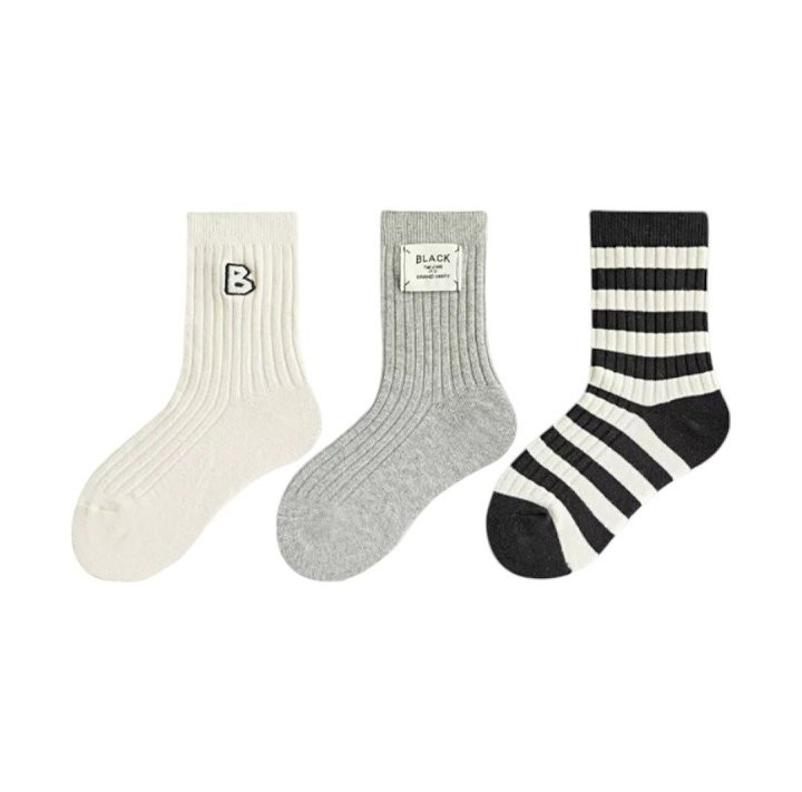 Dudie - Korean Children Fashion - #childofig - Black B Socks - 7