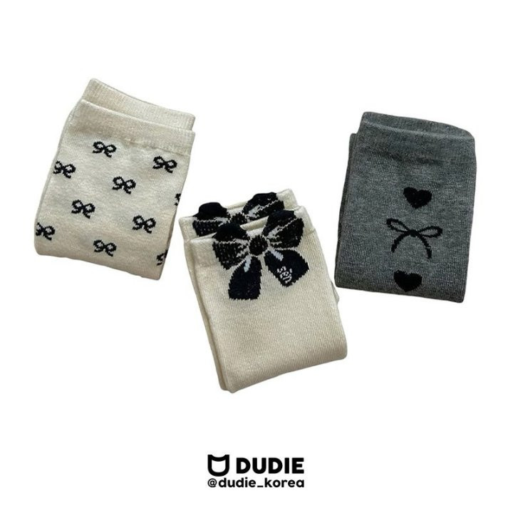 Dudie - Korean Children Fashion - #childofig - Black Ribbon Socks - 2