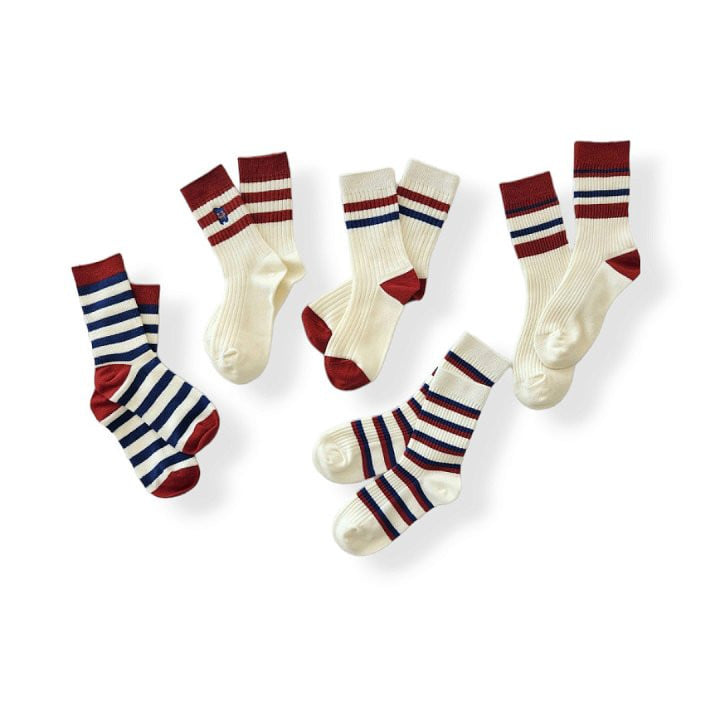 Dudie - Korean Children Fashion - #childofig - Red Blue Socks - 8