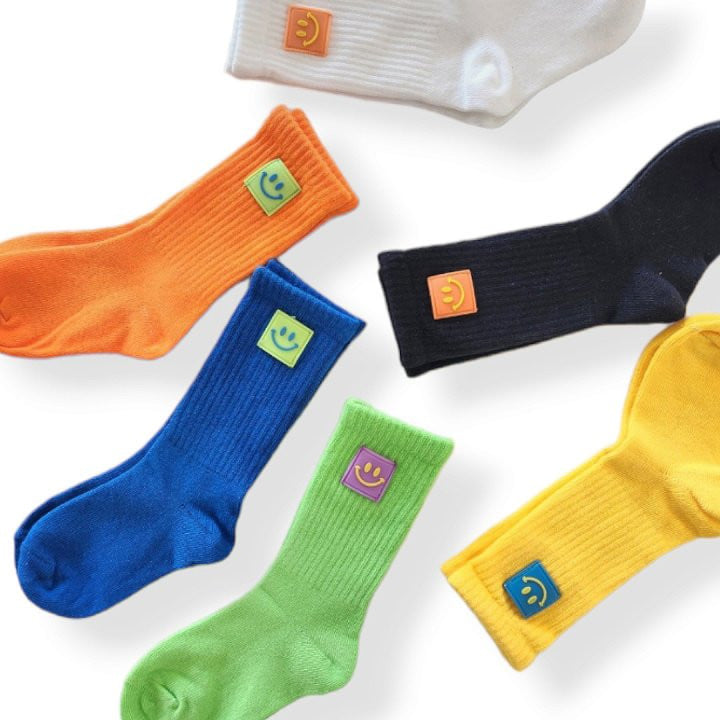 Dudie - Korean Children Fashion - #childofig - Grip Smile Socks - 2