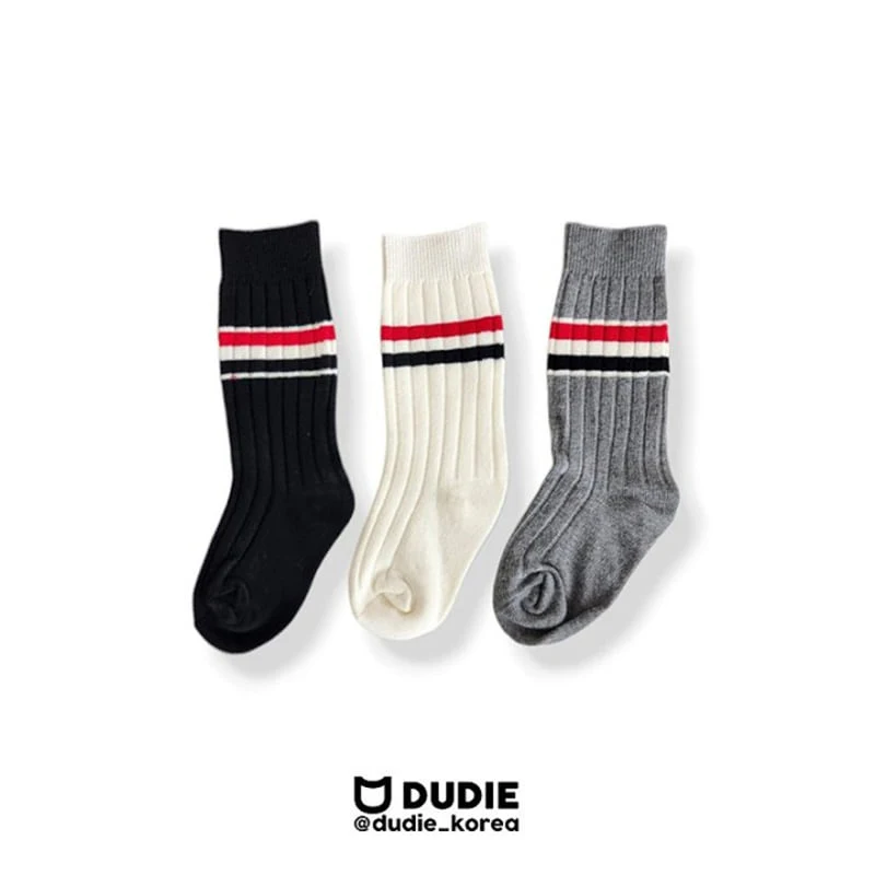 Dudie - Korean Children Fashion - #childofig - Long Two Line Socks - 11