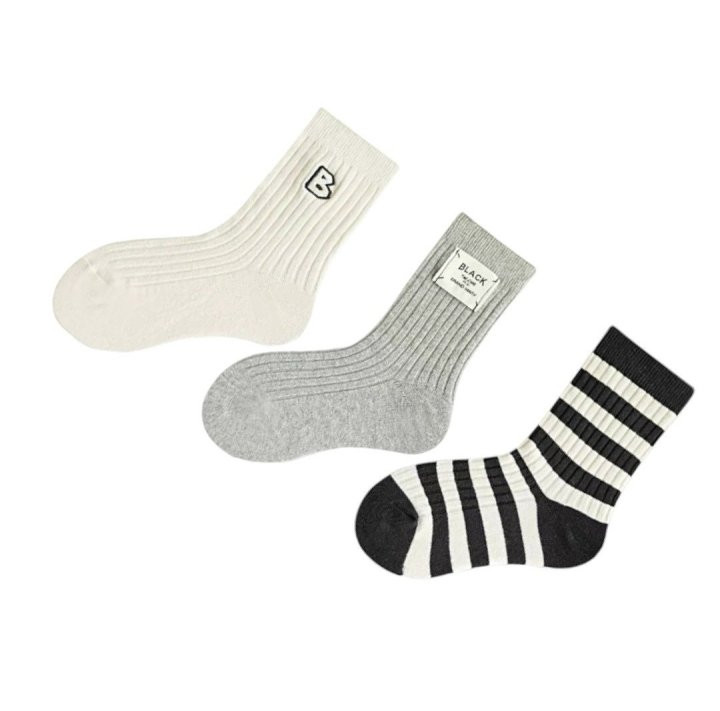 Dudie - Korean Children Fashion - #childrensboutique - Black B Socks - 8