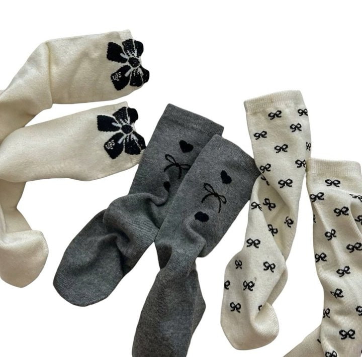 Dudie - Korean Children Fashion - #childrensboutique - Black Ribbon Socks - 3