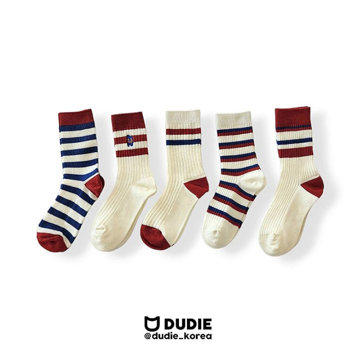 Dudie - Korean Children Fashion - #childrensboutique - Red Blue Socks - 9