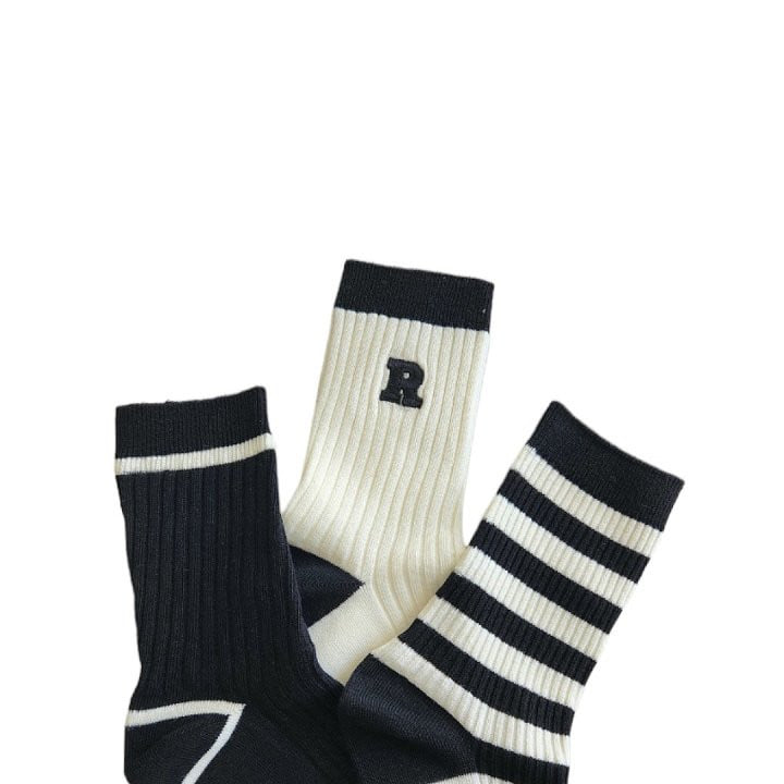 Dudie - Korean Children Fashion - #childrensboutique - R Small Line Socks - 2