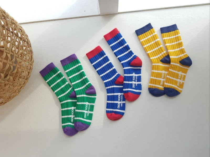 Dudie - Korean Children Fashion - #discoveringself - Stripe Socks - 2