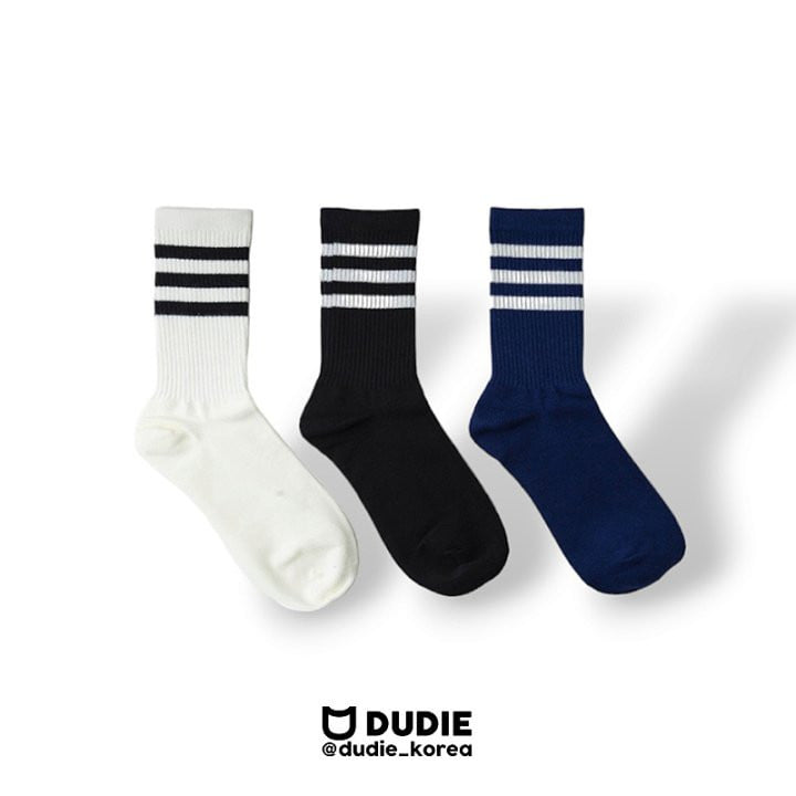 Dudie - Korean Children Fashion - #discoveringself - Three Lines Socks