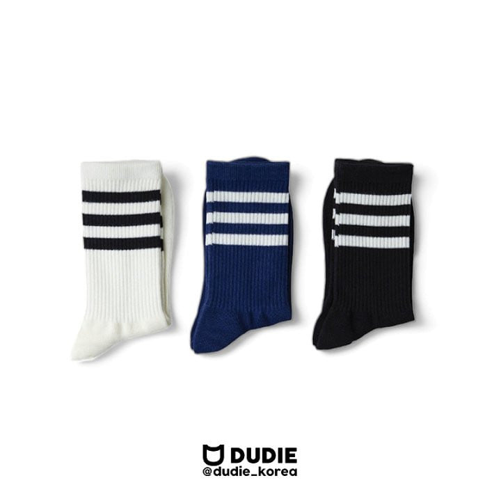 Dudie - Korean Children Fashion - #fashionkids - Three Lines Socks - 2