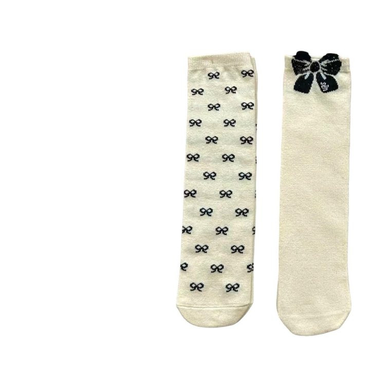 Dudie - Korean Children Fashion - #kidsshorts - Black Ribbon Socks - 7