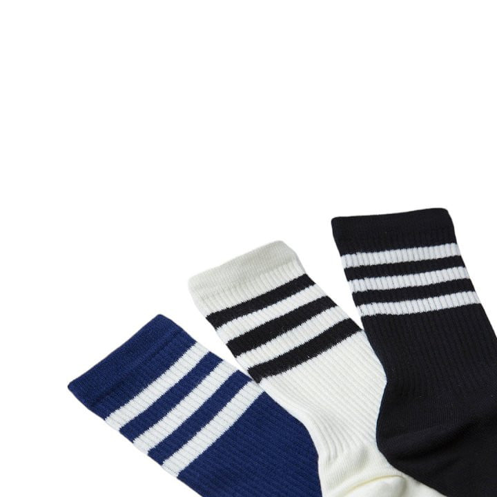 Dudie - Korean Children Fashion - #kidsshorts - Three Lines Socks - 3