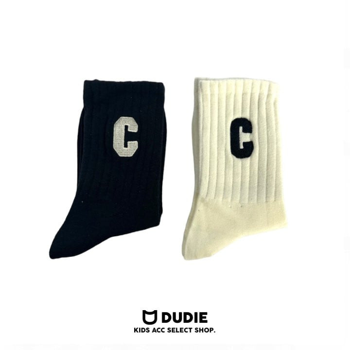 Dudie - Korean Children Fashion - #kidsstore - C Logo Socks - 5