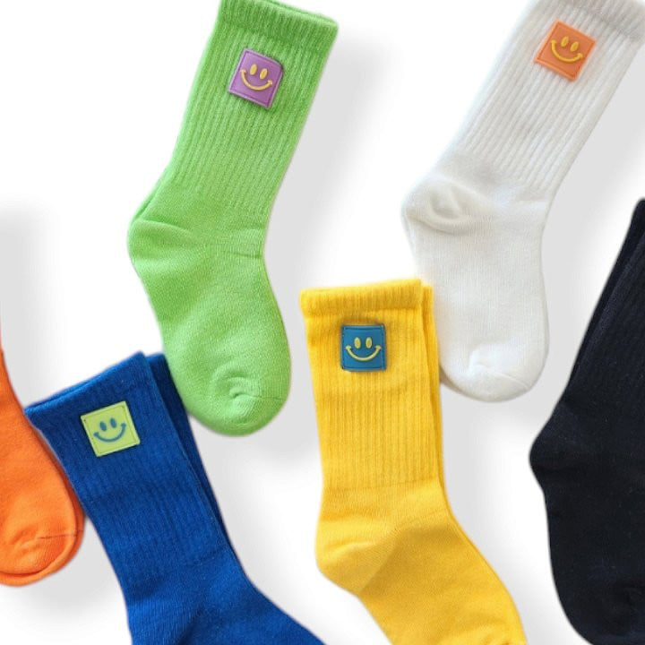 Dudie - Korean Children Fashion - #kidsstore - Grip Smile Socks - 8