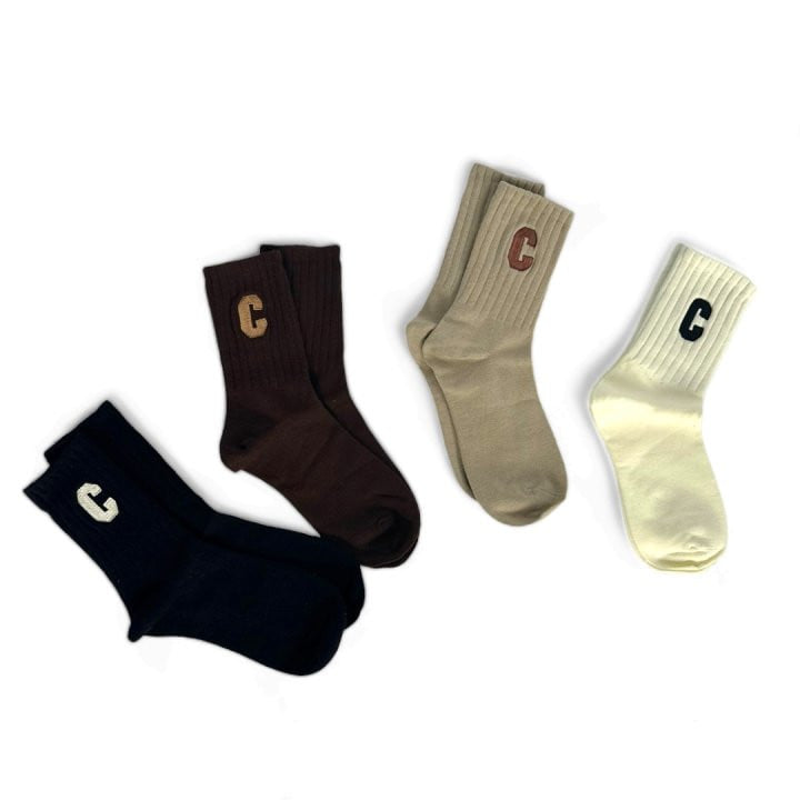 Dudie - Korean Children Fashion - #littlefashionista - C Logo Socks - 8