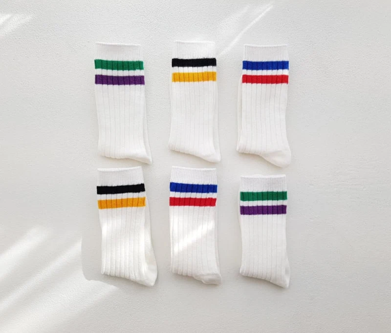 Dudie - Korean Children Fashion - #magicofchildhood - Two Line Socks - 6