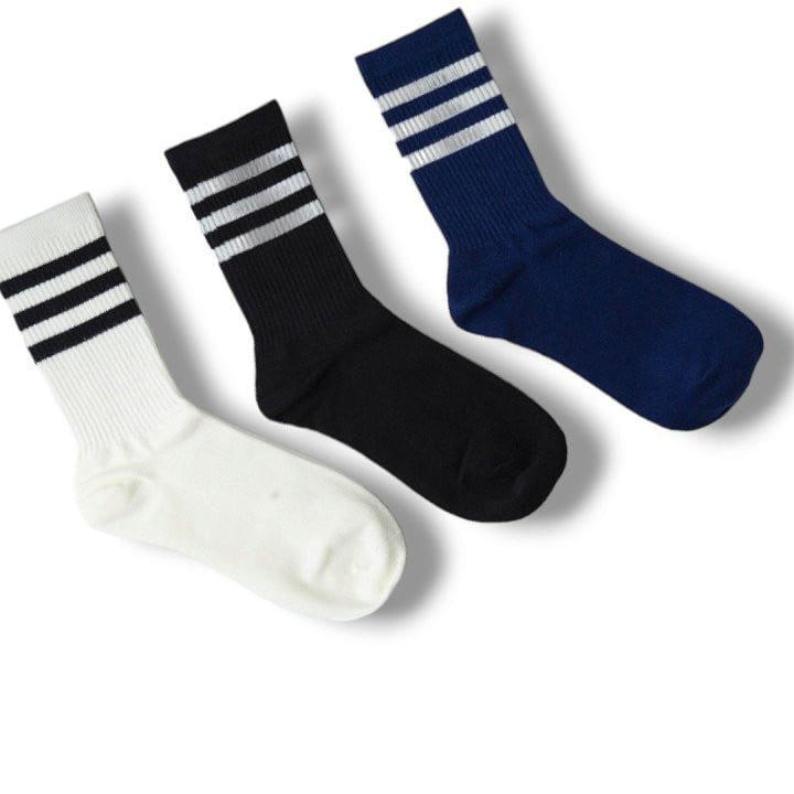 Dudie - Korean Children Fashion - #magicofchildhood - Three Lines Socks - 8