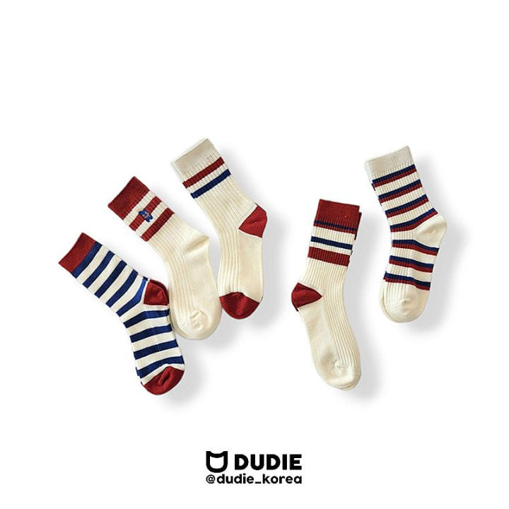 Dudie - Korean Children Fashion - #magicofchildhood - Red Blue Socks - 2