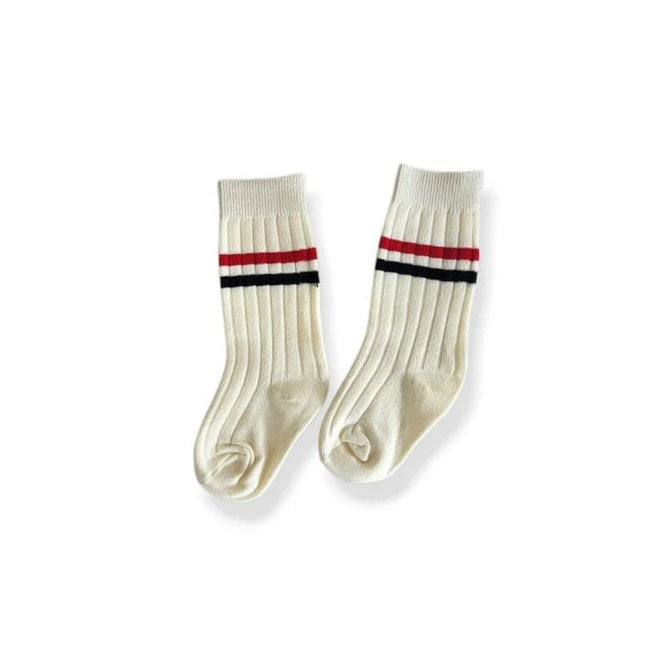 Dudie - Korean Children Fashion - #magicofchildhood - Long Two Line Socks - 8