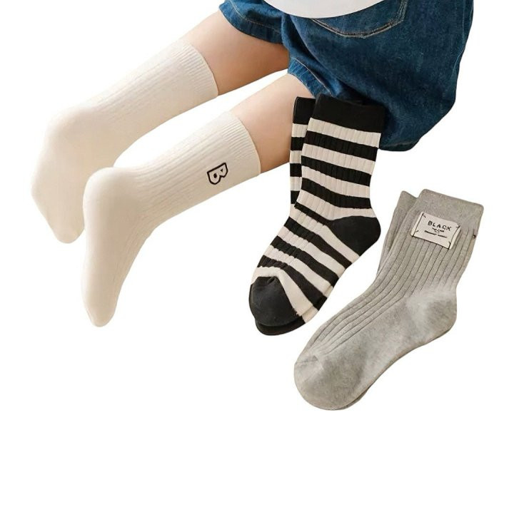 Dudie - Korean Children Fashion - #magicofchildhood - Black B Socks - 4